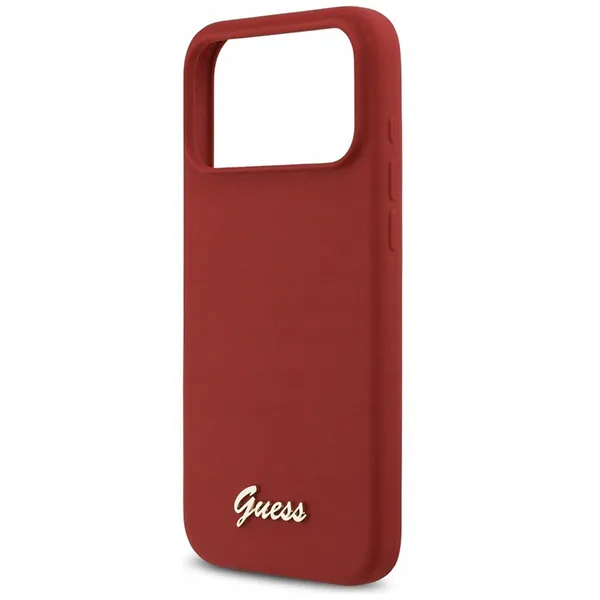 Guess для iPhone 17 Pro чехол Liquid silicone Gold metal logo & Camera Hard Magenta (MagSafe)